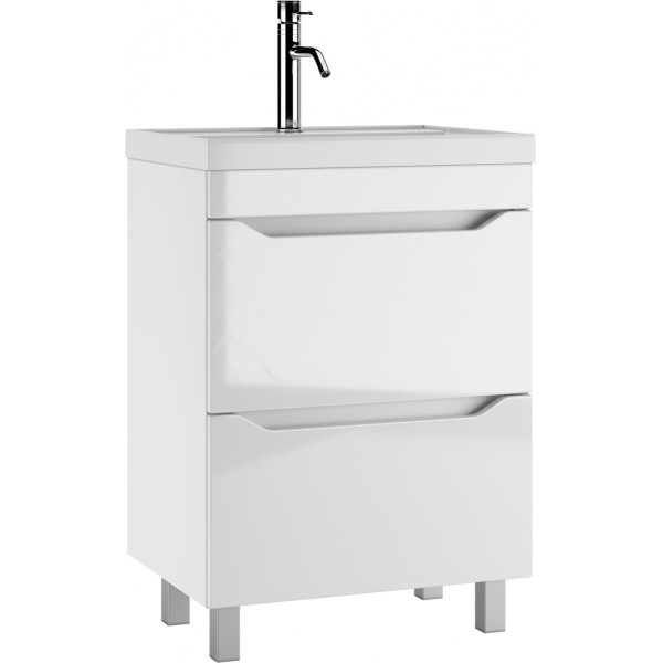 Тумба напольная Bazis 60 Ева с двумя ящиками В2 Айсберг Домино (DA5911T)