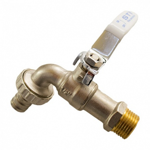 Кран STI 1/2" шаровый сливной со штуцером белая плоская ручка (00000003670) Кран STI 1/2" шаровый сливной со штуцером белая плоская ручка (00000003670)