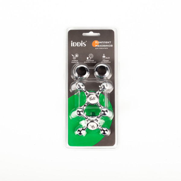 Маховик для смесителя 8x24 крест хром комплект 2 шт Iddis (991KR241SM)