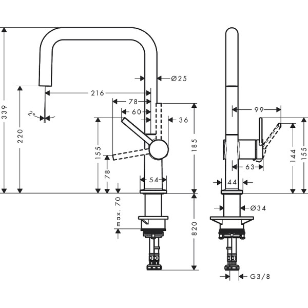 Смеситель для кухни Hansgrohe M54 Talis U 220 черный (72806670)