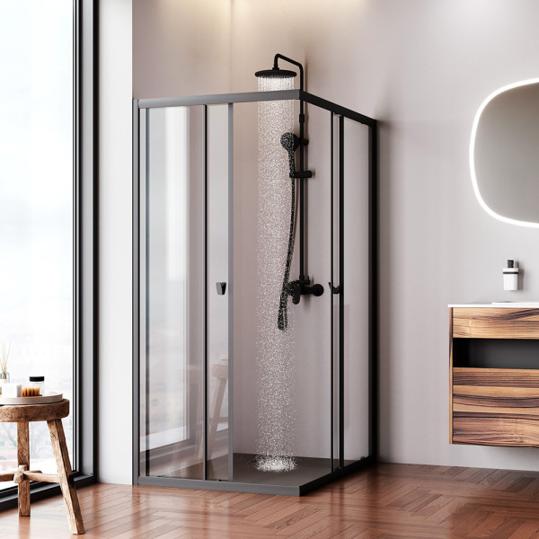 Душевой уголок AM.PM Sunny 118,3x88,3x190 стекло прозрачное, профиль черный матовый (W87G-403-12090-BT)