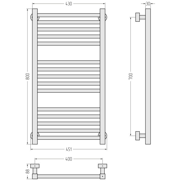 Полотенцесушитель водяной Сунержа Модус PRO 800х400 хром (00-0450-8040)