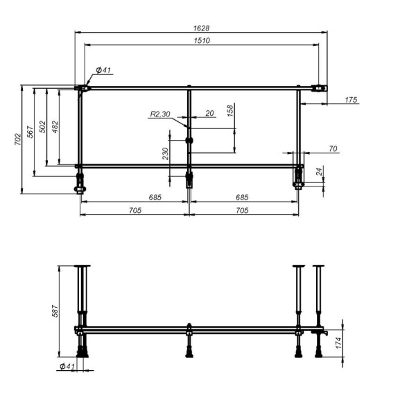 Каркас для ванны AM.PM X-joy 170x70 угловой универсальный (W94A-170U70W-R)