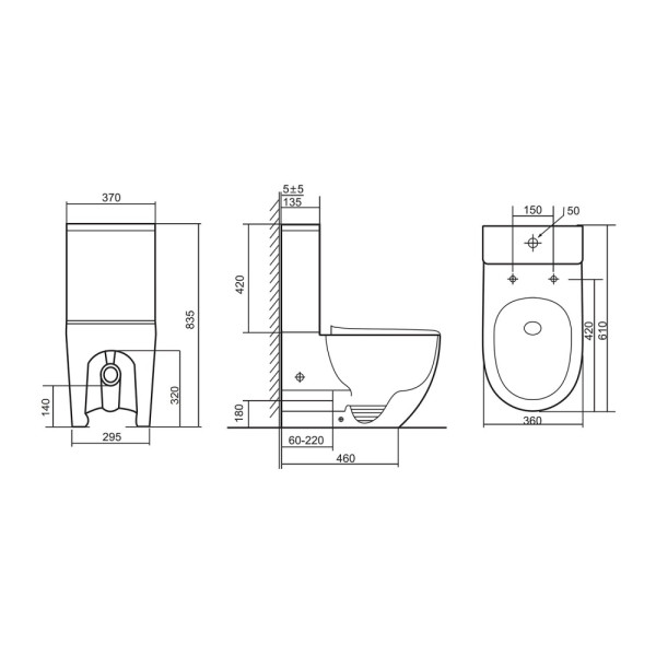 Унитаз напольный Abber Bequem 370x610x835 белый (AC1110T)