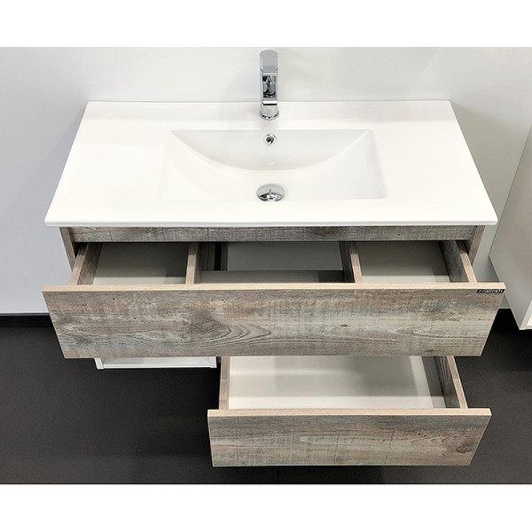 Тумба подвесная с раковиной Comforty Турин 900x465x500 дуб бежевый (00-00013940)