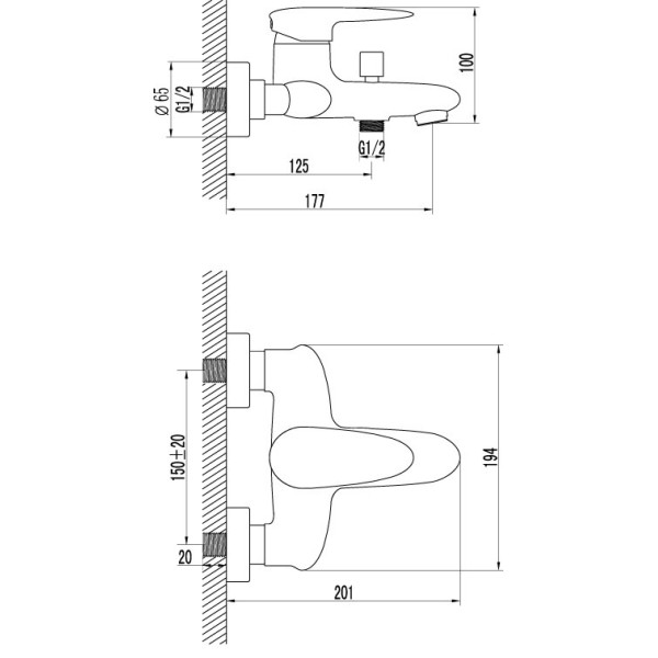 Смеситель для ванны и душа Lemark Status (LM4402C)