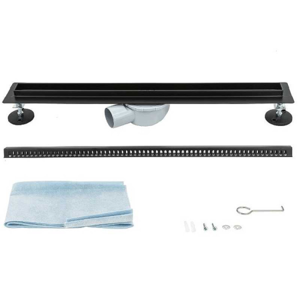 Душевой лоток ALMAes Bajo 90 с решеткой черный (BG90BL)