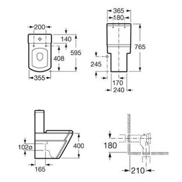 Унитаз напольный чаша Roca Hall 59,5x35,5x40 белый (7.3426.2.900.0)