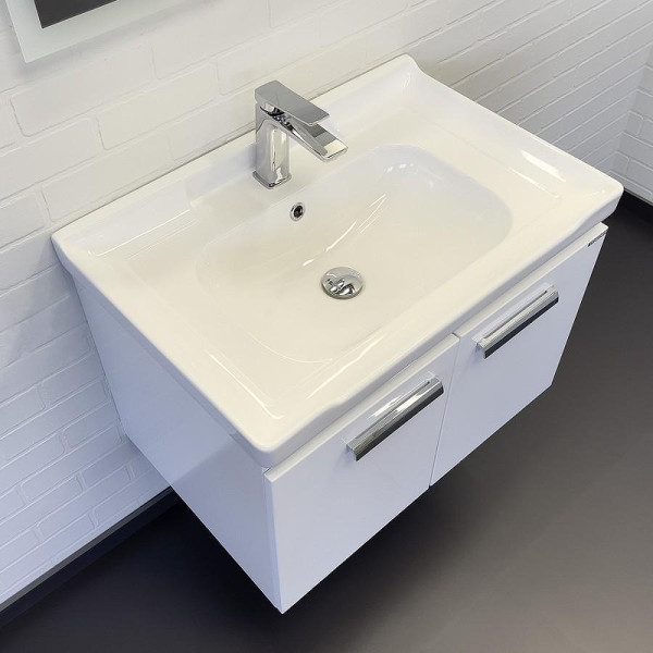 Тумба подвесная с раковиной Comforty Рига 700x470x550 белый глянцевый (00-00018684)