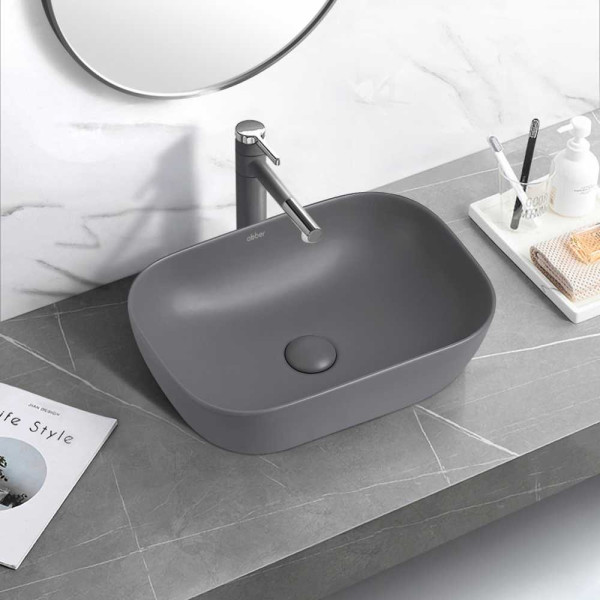 Раковина накладная ABBER Rechteck 46x32,5 серый матовый (AC2200MG) Раковина накладная ABBER Rechteck 46x32,5 серый матовый (AC2200MG)
