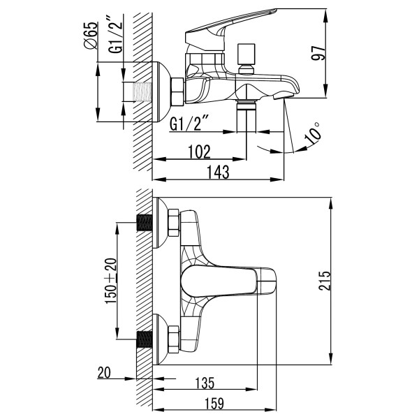 Смеситель для ванны и душа Azario Tavira хром (AZ-WKE238040C) Смеситель для ванны и душа Azario Tavira хром (AZ-WKE238040C)