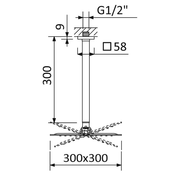 Душ верхний Cezares CZR черный матовый (CZR-B-TDDQ-30/30-NOP)