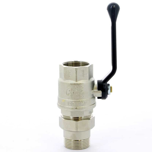 Кран Bugatti 1 1/4" шаровый со сгоном Oregon 320 (черная ручка) (03200038)