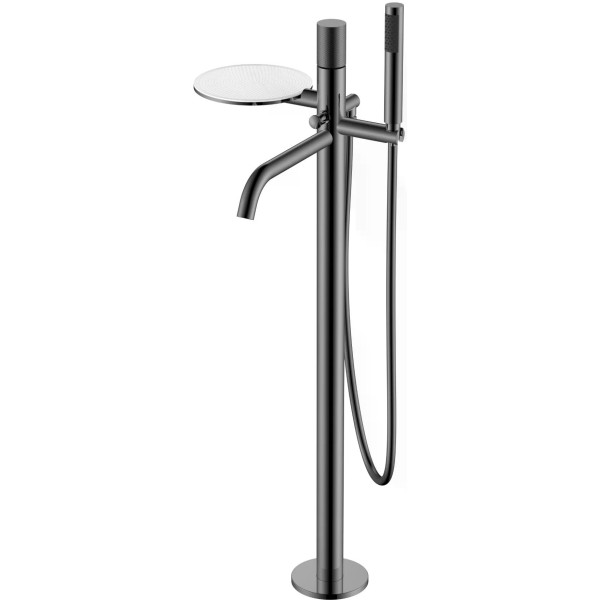 Смеситель напольный Boheme Stick графит с душевым комплектом (129-SGM)