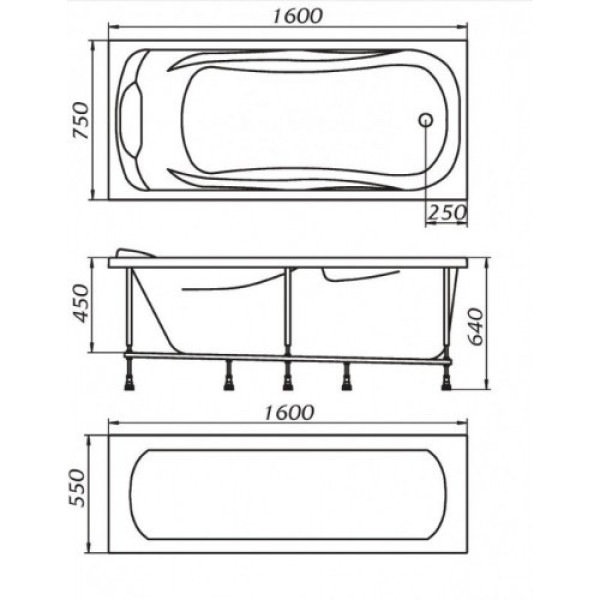 Ванна акриловая 1Marka Kleo 160x75 белая (01кл1675)