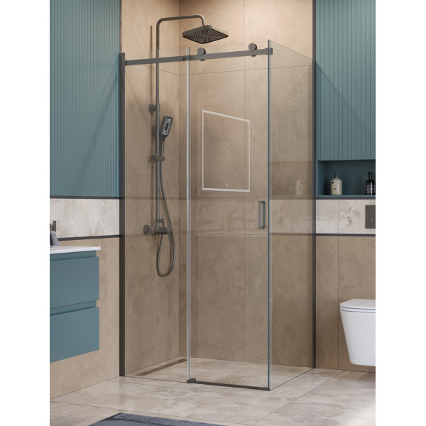 Душевой уголок BelBagno Soft Close-2 110x100x200 стекло прозрачное, профиль оружейная сталь матовая (SOFT_CLOSE-2-AH-1-110/100-C-GM)