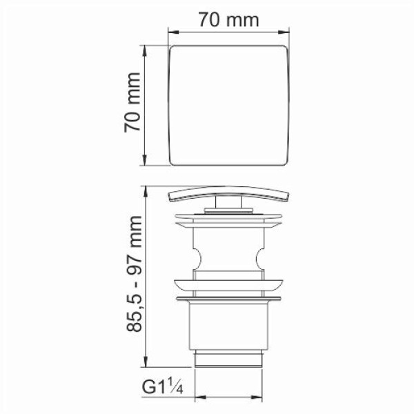 Донный клапан WasserKraft Push-up черный (9062904)