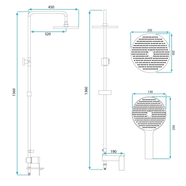 Душевая система с изливом Rea Veneta Chrom (REA-P7843)