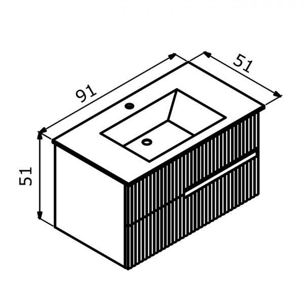 Тумба подвесная Orka Moonlight 910x510x510 с раковиной белый матовый (5001497)