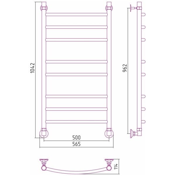 Полотенцесушитель водяной Стилье Аксиома-20 1000х500 хром (00662-1050) Полотенцесушитель водяной Стилье Аксиома-20 1000х500 хром (00662-1050)