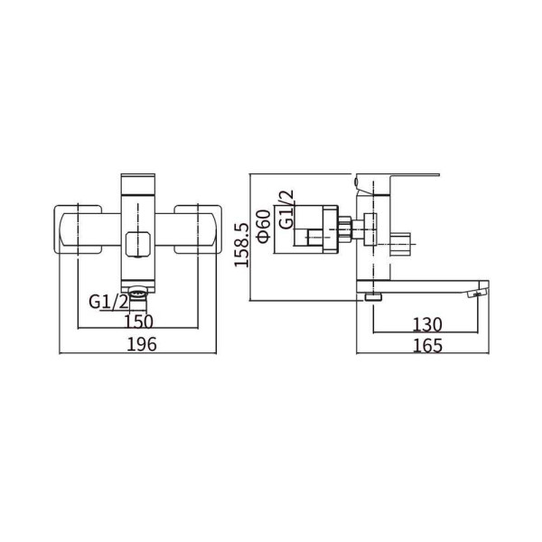 Смеситель для ванны и душа Fashun с душевым комплектом чёрный (A53002)