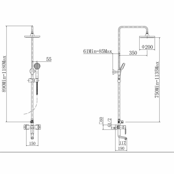 Душевая система Fashun хром (A2418)