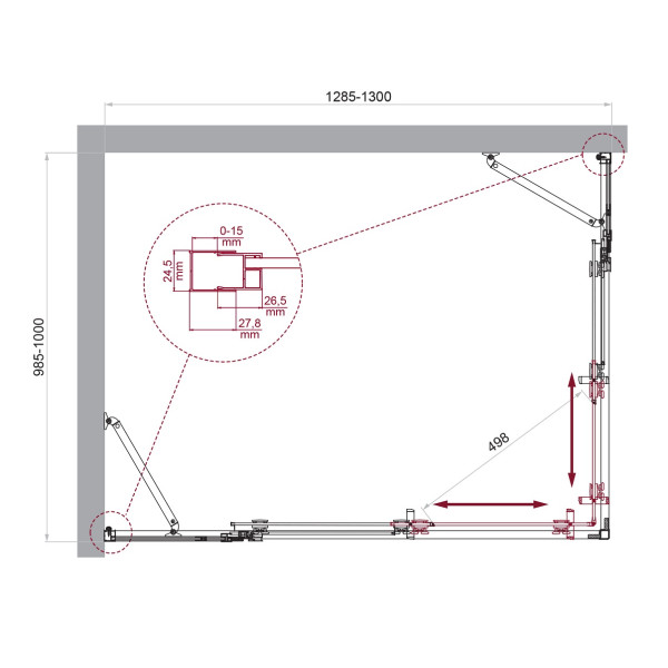 Душевой уголок BelBagno Luce 130x100x195 стекло прозрачное, профиль хром (LUCE-AH-22-130/100-C-Cr)