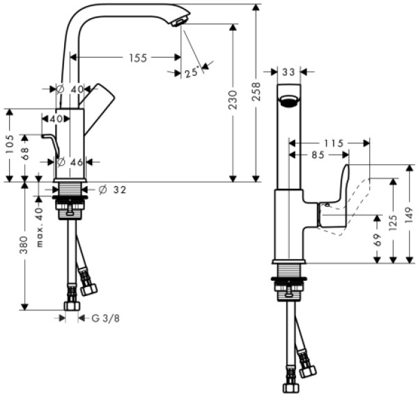 Смеситель для раковины Hansgrohe Metris (31087000)