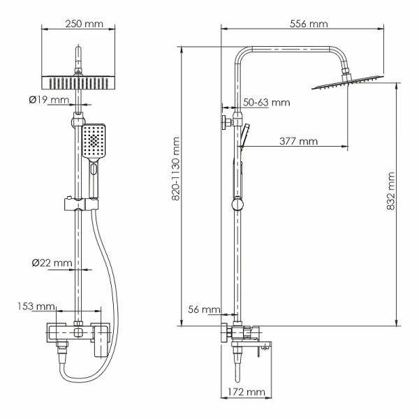 Душевая система WasserKRAFT черная (A27701)