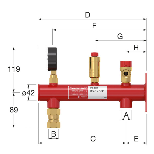Консоль Flamco Flexconsole Plus 3/4"*3/4" (для баков 8-25 л, без Flexfast) (27988)