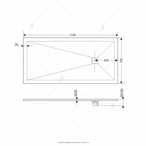 Душевой поддон RGW Stone Tray ST-W 70x170 белый (16152717-01)
