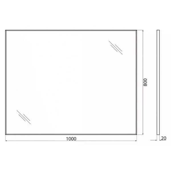 Зеркало Cezares 1000x20x800 в алюминиевой раме (SPC-AL-1000-800)