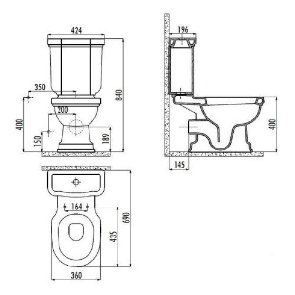 Бачок для унитаза Creavit Klasik бежевый (KL410-00PR00E-0000)