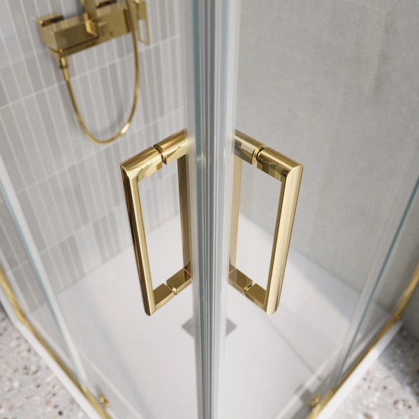 Душевой уголок BelBagno Luce 90x90x195 стекло прозрачное, профиль золото глянцевое (LUCE-A-2-90-C-ORO)