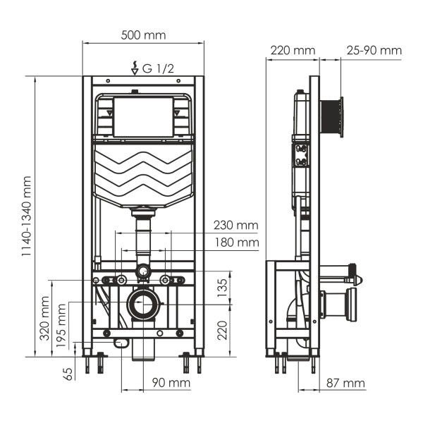 Инсталляция для унитаза WasserKRAFT Dill с клавишей смыва черная матовая (61TLT.010.ME.MB04)