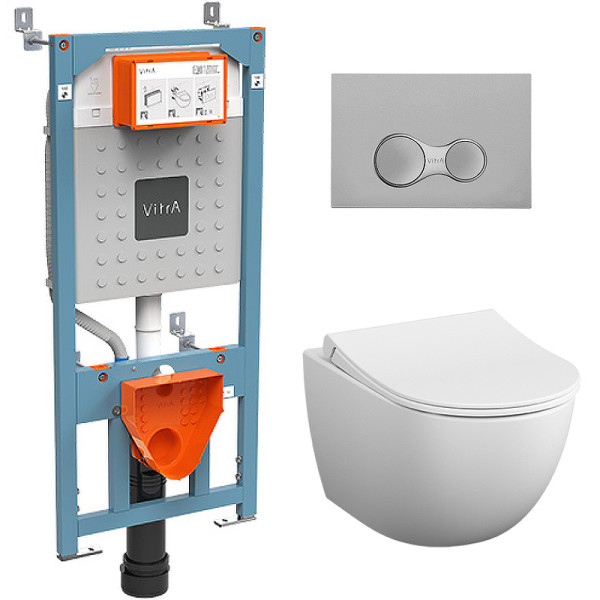 Комплект инсталляция с унитазом Vitra Sento L-Box с клавишей хром (9830B003-7207)