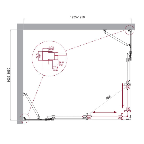 Душевой уголок BelBagno Luce 125x105x195 стекло прозрачное, профиль хром (LUCE-AH-22-125/105-C-Cr)