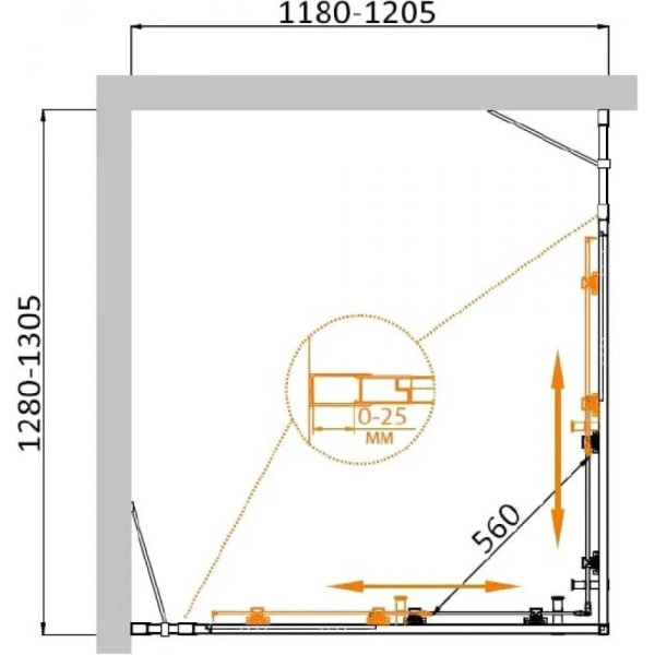 Душевой уголок Cezares Molveno 130x120x195 стекло матовое, профиль хром (MOLVENO-AH-22-130/120-P-Cr)