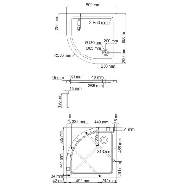 Душевой поддон WasserKraft Isen 80*80*17,5 белый (26T00)