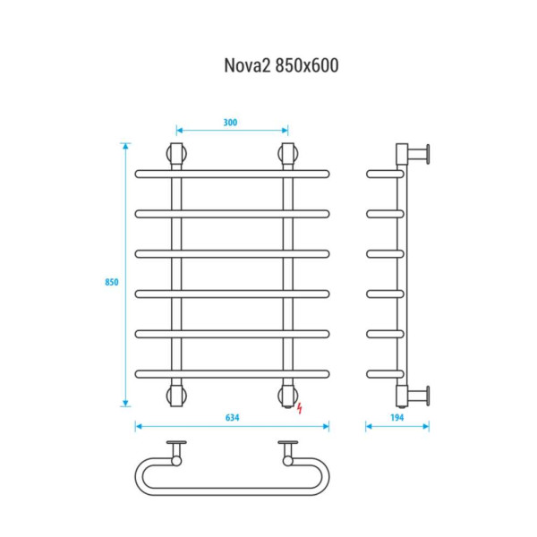 Полотенцесушитель электрический Energy Nova2 850х600 черный матовый Полотенцесушитель электрический Energy Nova2 850х600 черный матовый