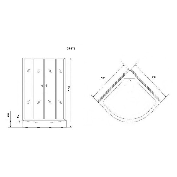Душевая кабина Grossman 90x90 стекло матовое, профиль хром (GR-171) Душевая кабина Grossman 90x90 стекло матовое, профиль хром (GR-171)