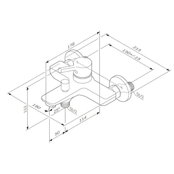 Смеситель для ванны и душа AM.PM X-Joy (F85B10000)