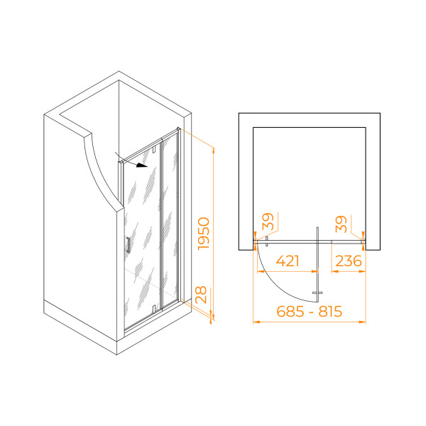 Душевая дверь RGW Passage 70x195 стекло прозрачное, профиль хром (350800878-11)