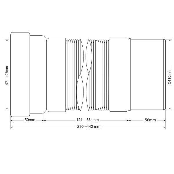 Отвод для унитаза гофр. 230-440 мм. (гл.конец)