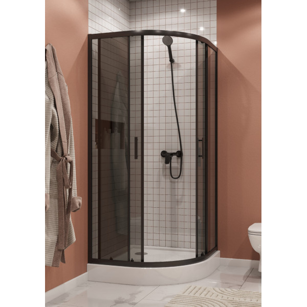 Душевой уголок Santek Вэлия 80x80x195 стекло (прозрачное, профиль черный (1WH501798)