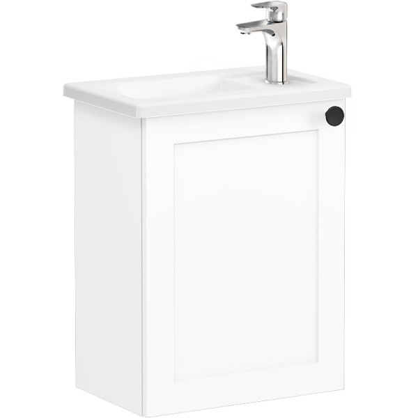 ТУмба подвесная Vitra Root Classic 45 см с квадратной раковиной, с дверцей, матовый белый, левосторонняя (68603) ТУмба подвесная Vitra Root Classic 45 см с квадратной раковиной, с дверцей, матовый белый, левосторонняя (68603)