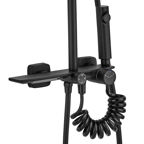 Душевая система на четыре режима Rea Helix Black mat (REA-P6618)