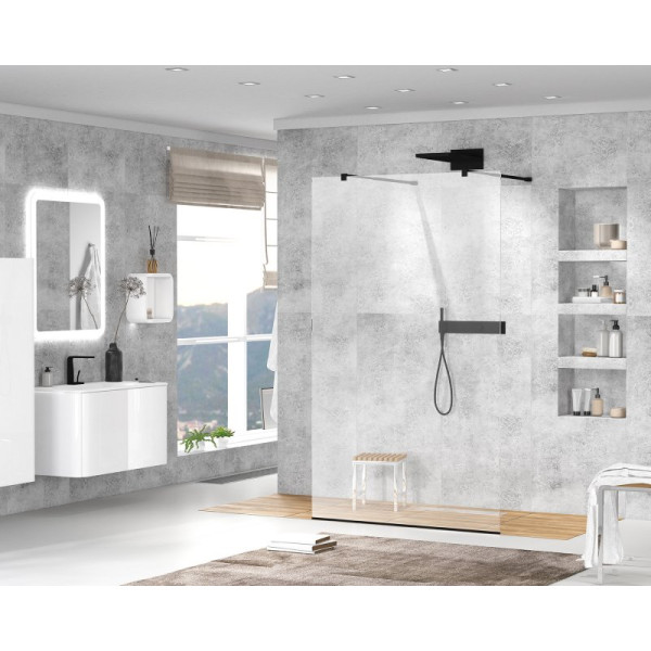 Душевая перегородка Cezares Liberta 125x195 стекло прозрачное, профиль черный (LIBERTA-L-2-125-C-NERO)