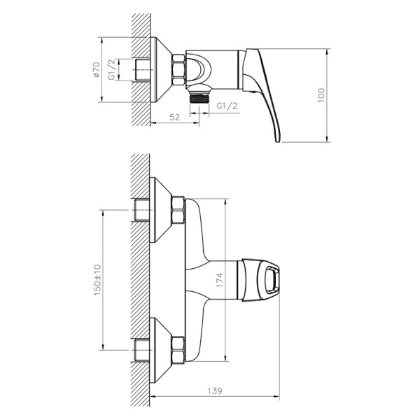 Смеситель для душа Decoroom DR21 хром (DR21056)