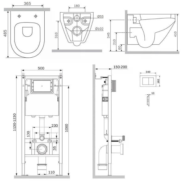 Комплект инсталляция с унитазом AM.PM PrimeFit с клав S хром глянц с подв унит Spirit V2.0 Aquaspin (IS90251.701900)